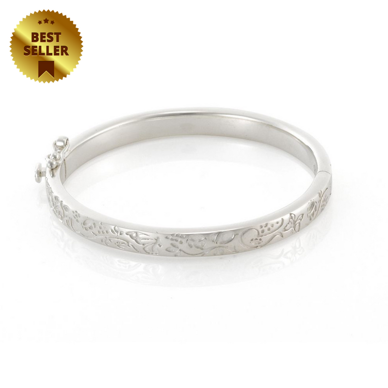🦋 Circle of Life Baby Bangle  - Solid Sterling Silver - 20% off Mother's Day Sale