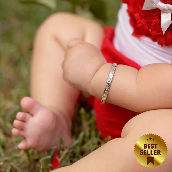 🦋 Circle of Life Baby Bangle  - Solid Sterling Silver