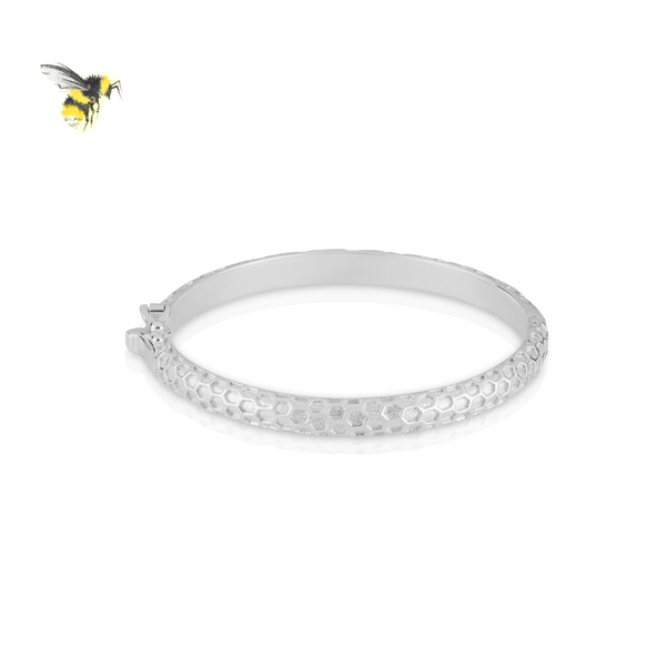 Honeycomb Baby Bangle 🐝  Solid Sterling Silver